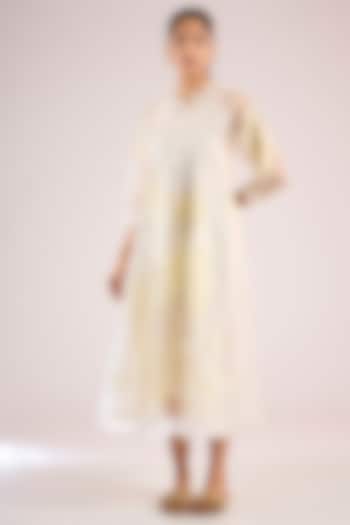 Ivory Organza Floral Midi Vacation Dress by Vineet Rahul at Pernia's Pop Up Shop