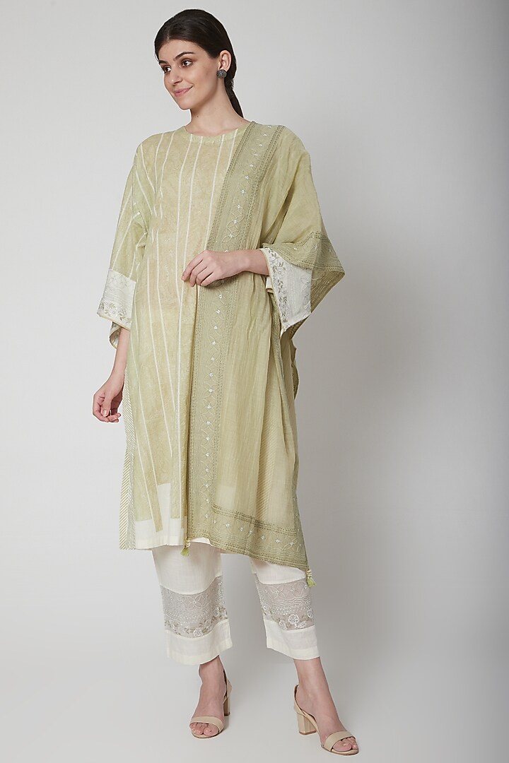 Mint Green Embroidered Scarf by Vineet Rahul at Pernia's Pop Up Shop