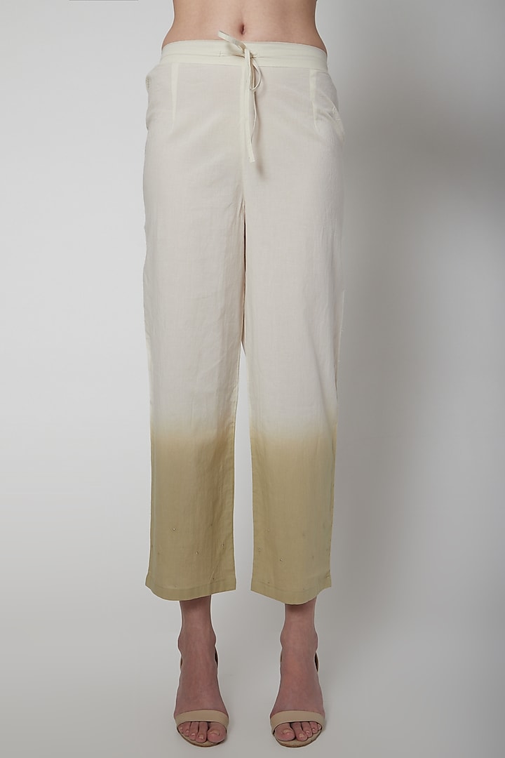Mint Green Embroidered Ombre Pants by Vineet Rahul