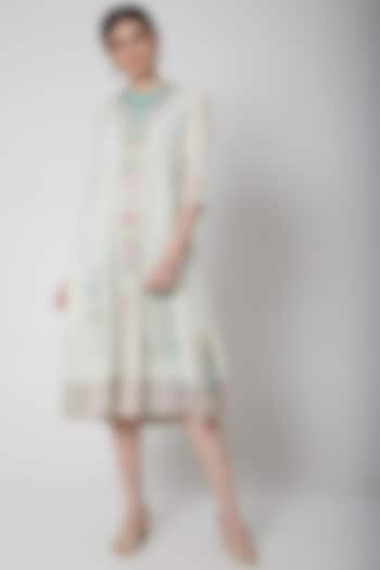 White Printed & Layered Kurta Dress by Vineet Rahul