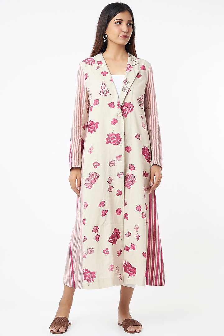 Blush Pink Chanderi Cotton Coat by Vineet Rahul
