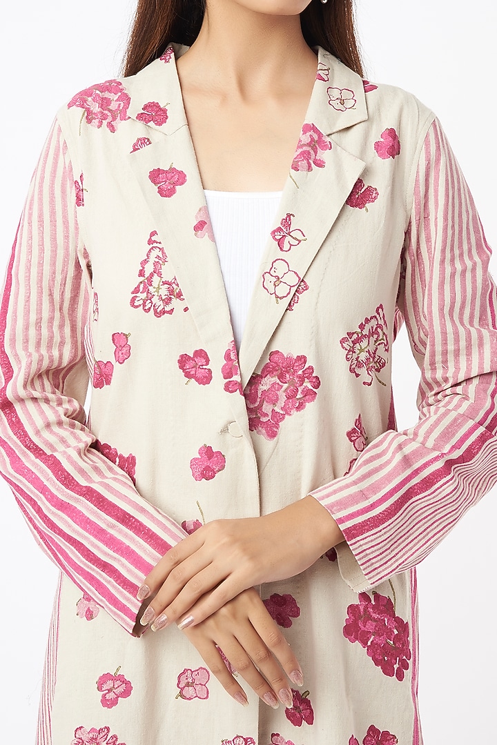 Blush Pink Chanderi Cotton Coat by Vineet Rahul at Pernia's Pop Up Shop
