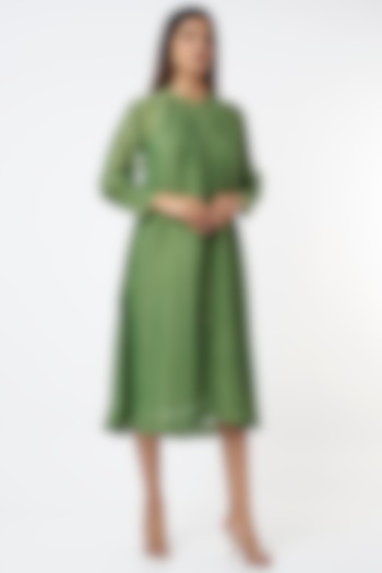 Green Chanderi Cotton Tunic Dress by Vineet Rahul