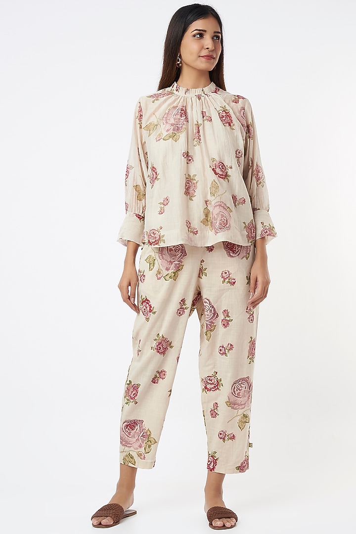 Blush Pink Chanderi Cotton Top by Vineet Rahul at Pernia's Pop Up Shop