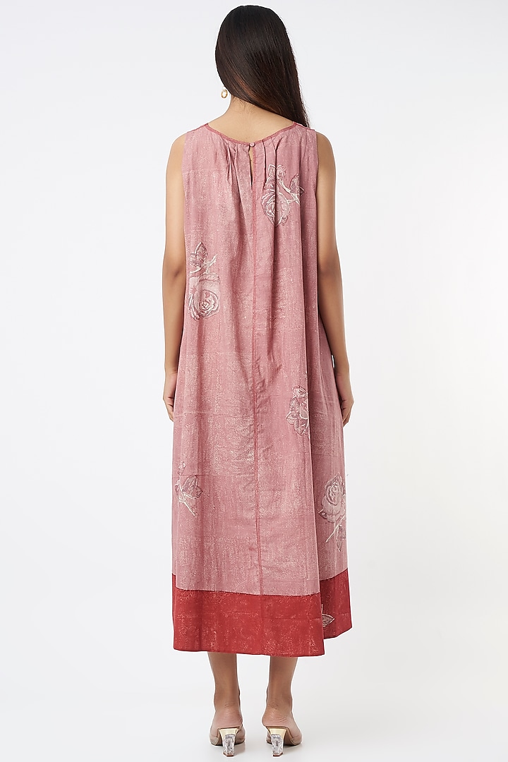 Rose Pink Chanderi Cotton Vacation Dress by Vineet Rahul at Pernia's Pop Up Shop