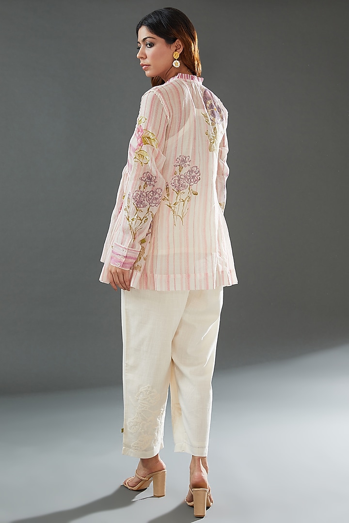 Off-White Silk Cotton Printed Top by Vineet Rahul at Pernia's Pop Up Shop
