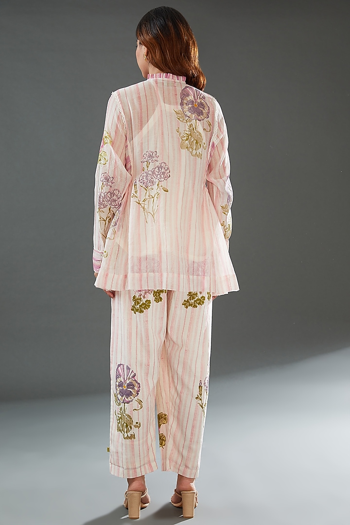 Ivory Cotton Printed Pants by Vineet Rahul at Pernia's Pop Up Shop