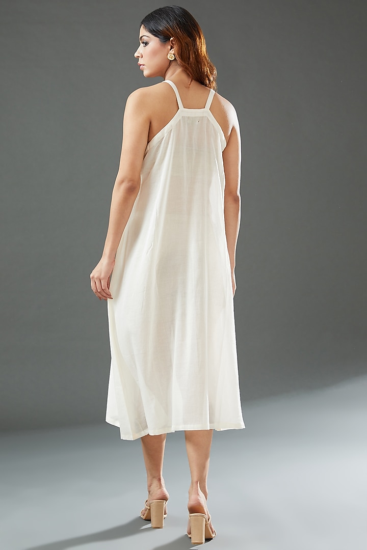 Ivory Silk Cotton Printed Midi Vacation Dress by Vineet Rahul at Pernia's Pop Up Shop