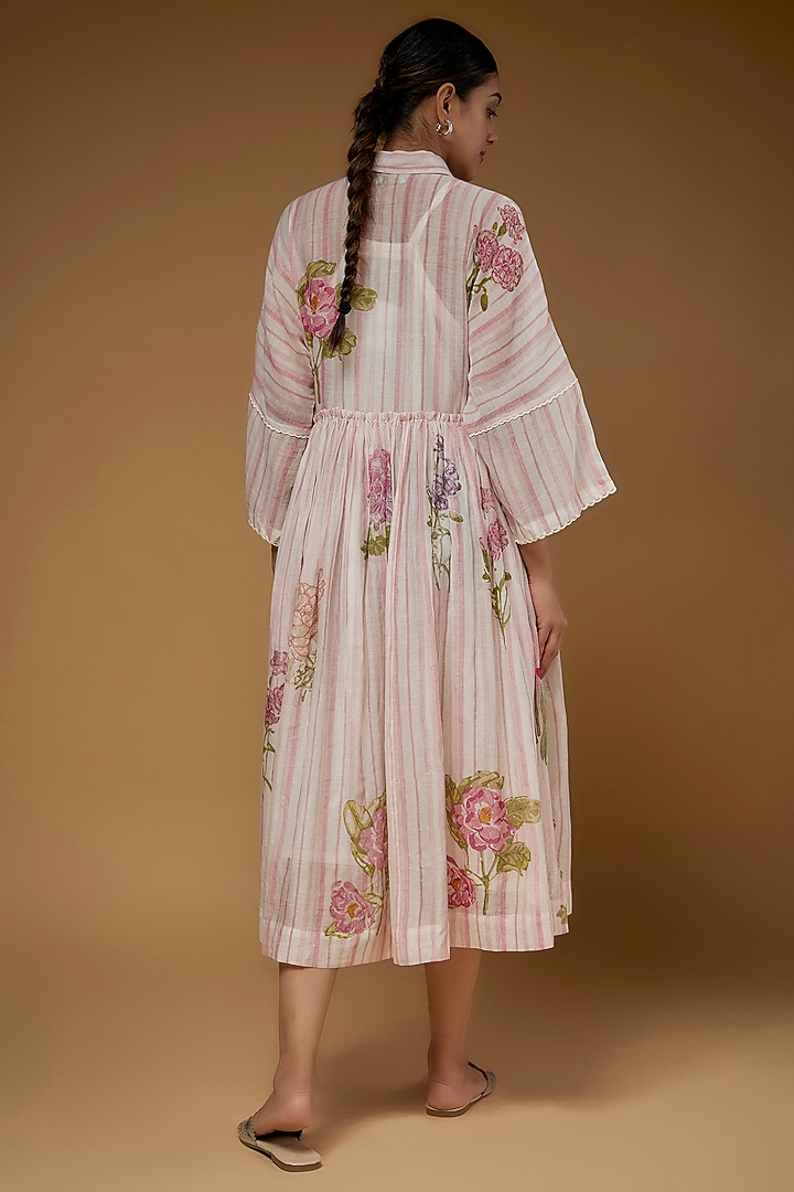 Ivory & Pink Cotton Vacation Dress by Vineet Rahul at Pernia's Pop Up Shop