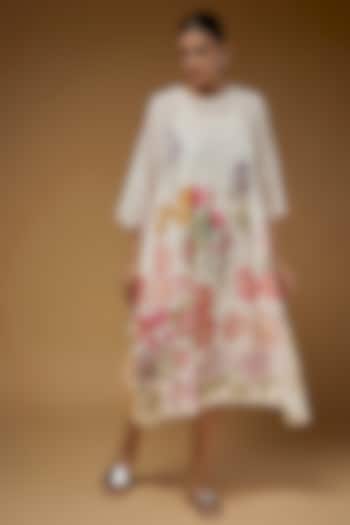 Ivory Cotton A-line Dress by Vineet Rahul