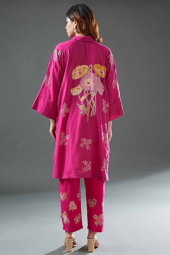 Pink Cotton Printed Shirt by Vineet Rahul at Pernia's Pop Up Shop