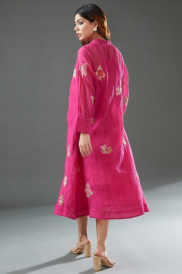 Pink Silk Cotton Printed Tunic by Vineet Rahul at Pernia's Pop Up Shop