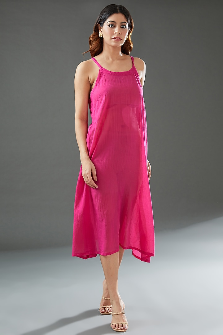Pink Silk Cotton Printed Tunic by Vineet Rahul at Pernia's Pop Up Shop