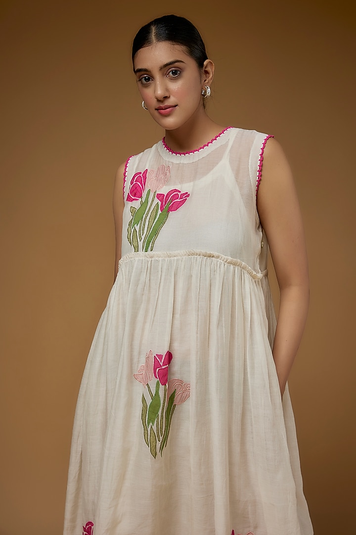 Ivory Cotton Vacation Dress by Vineet Rahul at Pernia's Pop Up Shop