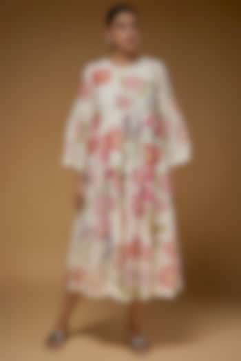 Ivory Cotton Frock Dress by Vineet Rahul