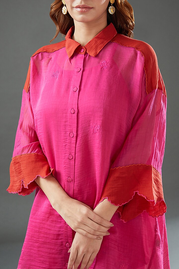 Pink Cotton Printed Shirt by Vineet Rahul at Pernia's Pop Up Shop