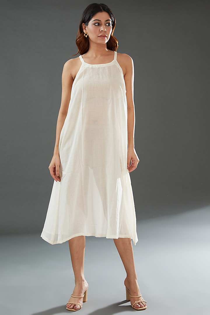 Ivory Silk Cotton Printed Tunic by Vineet Rahul at Pernia's Pop Up Shop