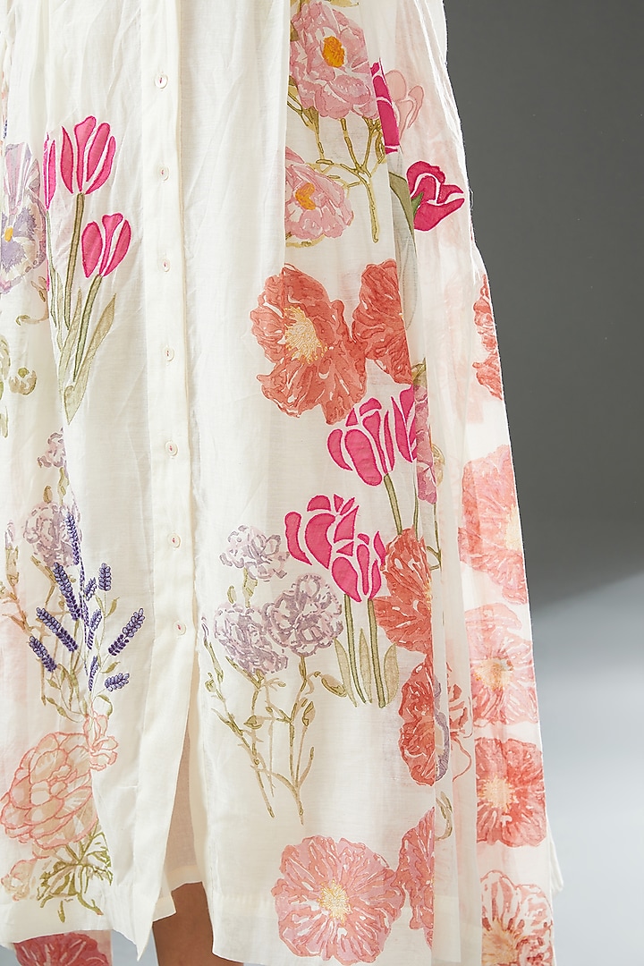 Ivory Silk Cotton Printed Tunic by Vineet Rahul at Pernia's Pop Up Shop