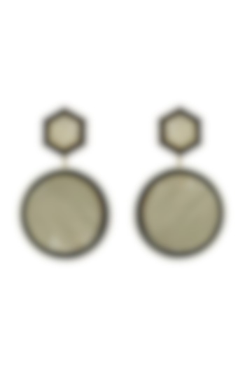 Gold Finish Black Onyx Enamelled Dangler Earrings by Varnika Arora