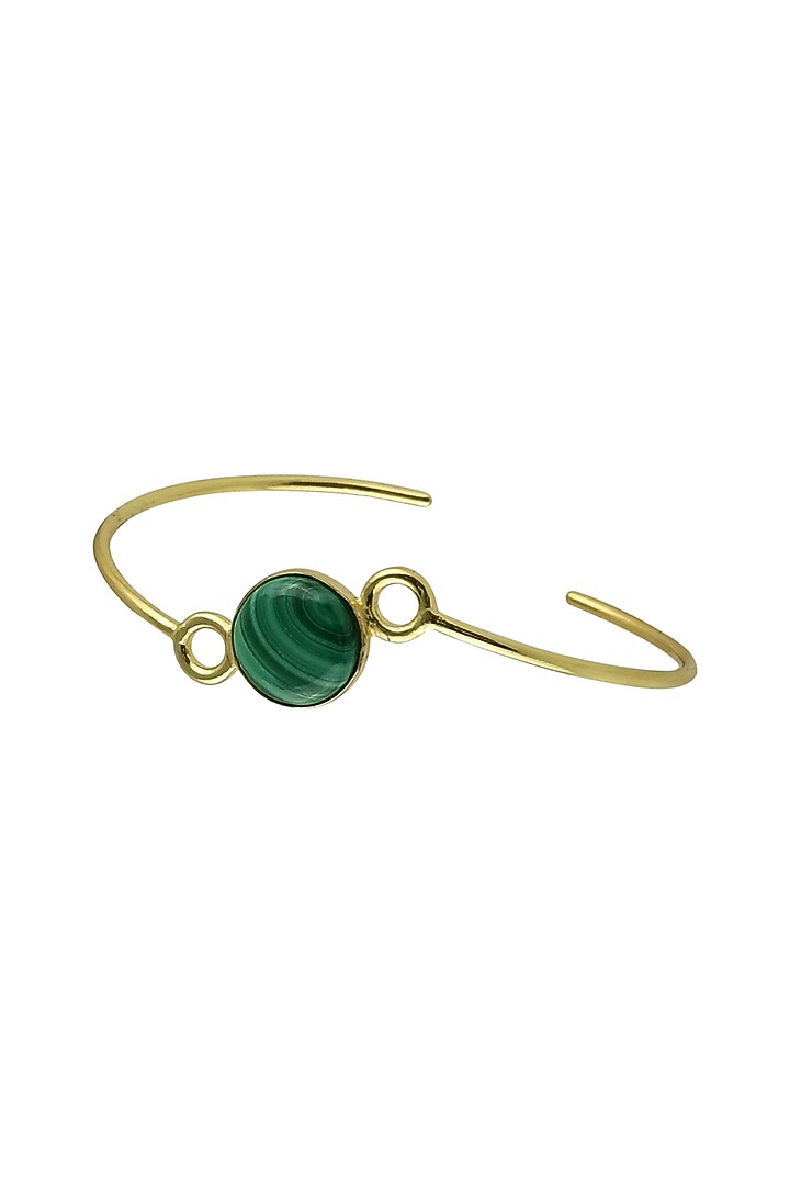 Gold Finish Malachite Enamelled Bangle by Varnika Arora at Pernia's Pop Up Shop
