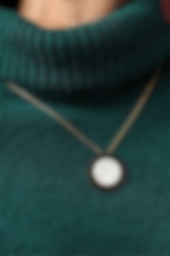 Gold Finish Mother Of Pearl Enamelled Necklace by Varnika Arora at Pernia's Pop Up Shop