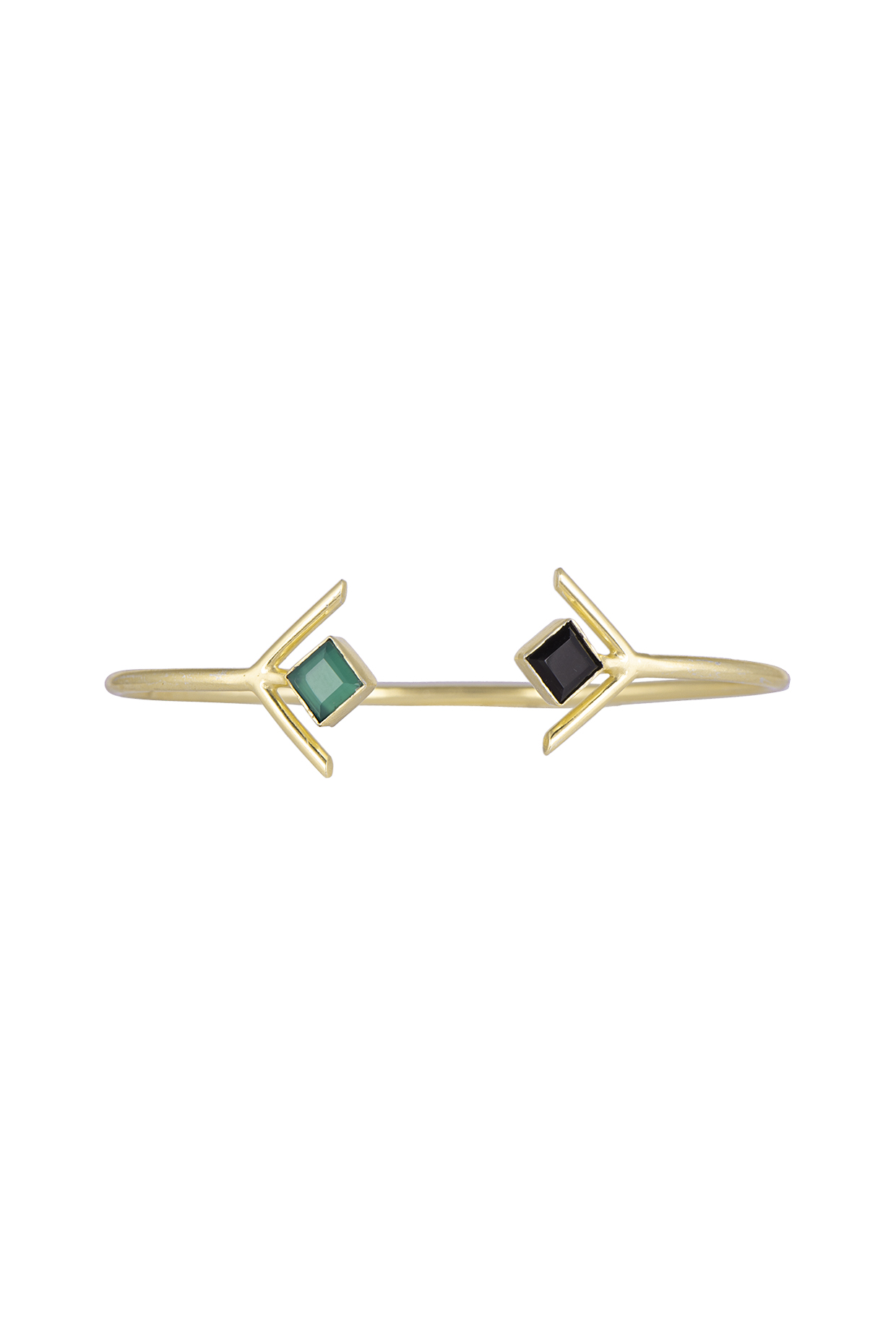 Gold Plated Green Onyx Bracelet by Varnika Arora