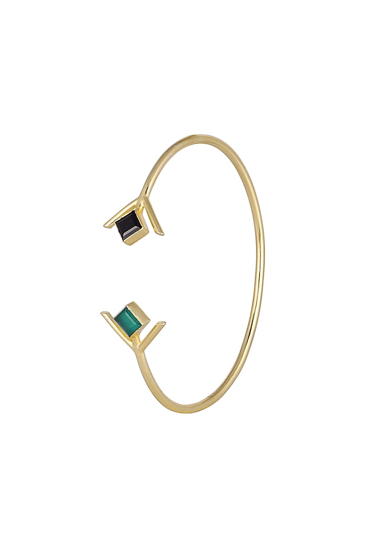 Gold Plated Green Onyx Bracelet by Varnika Arora at Pernia's Pop Up Shop