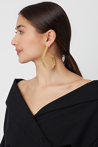 Gold Plated Handcrafted Hoop Earrings by Varnika Arora
