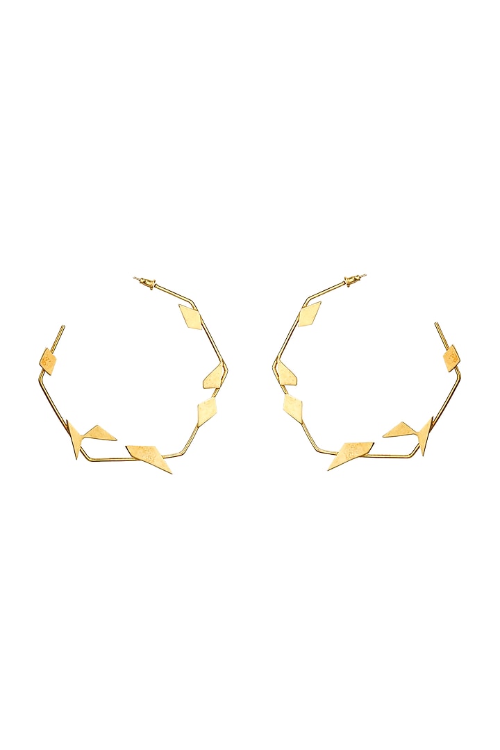 Gold Finish Alloy Hoop Earrings by Varnika Arora