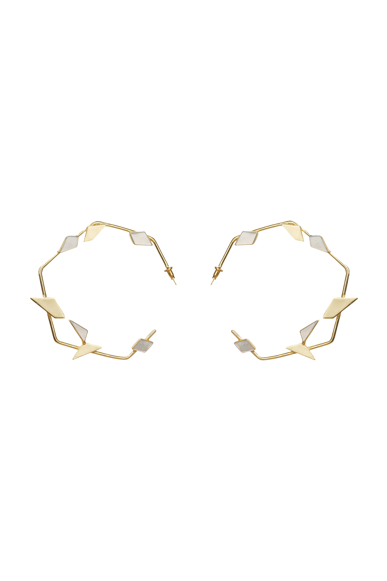 Gold Finish Onyx & Pearl Hoop Earrings by Varnika Arora