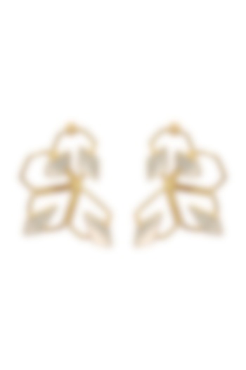 Gold Finish Mother of Pearl Earrings by Varnika Arora