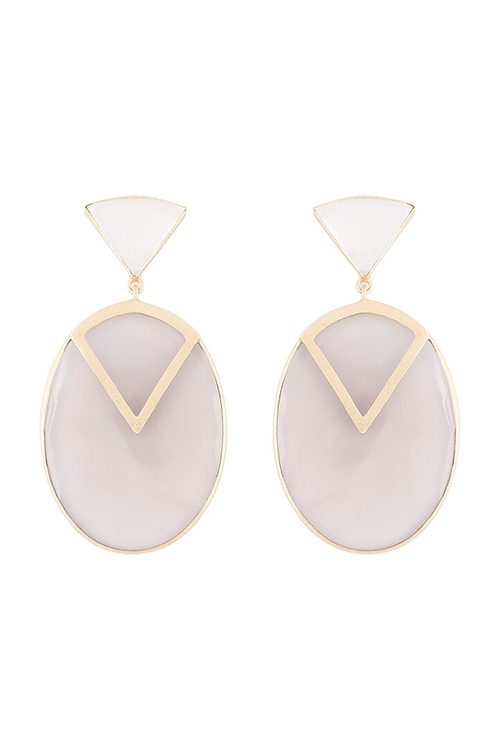 Gold Plated Handmade Grey Onyx & White Mop Earrings by Varnika Arora at Pernia's Pop Up Shop