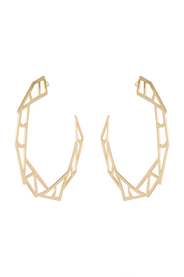 Gold Plated Handmade Big Hoop Earrings by Varnika Arora at Pernia's Pop Up Shop
