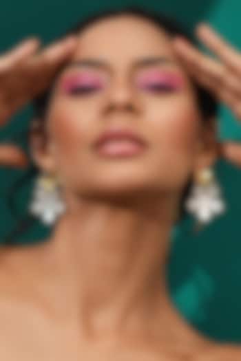 Gold Finish Mother Of Pearl Floral Earrings by Varnika Arora at Pernia's Pop Up Shop