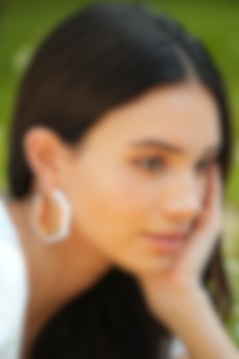 Gold Plated White Enameled Hoop Earrings by Varnika Arora at Pernia's Pop Up Shop