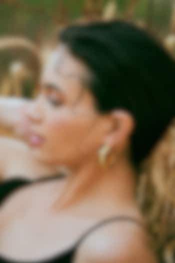 Gold Plated Black Enameled Hoop Earrings by Varnika Arora at Pernia's Pop Up Shop