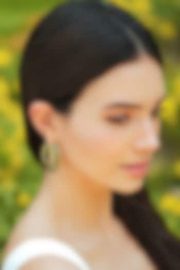 Gold Plated Green Enameled Hoop Earrings by Varnika Arora at Pernia's Pop Up Shop