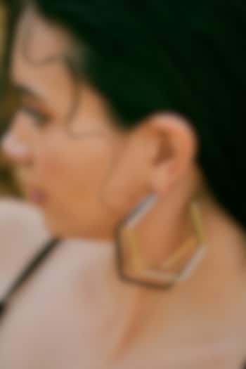 Gold Plated Black Enameled Hoop Earrings by Varnika Arora at Pernia's Pop Up Shop