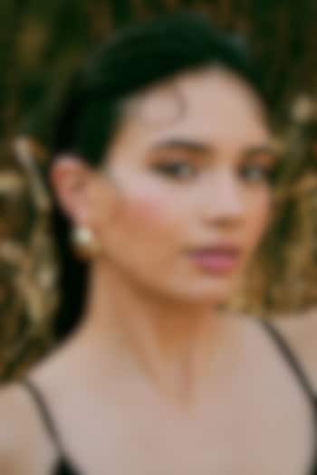 Gold Plated Black Enameled Hoop Earrings by Varnika Arora at Pernia's Pop Up Shop