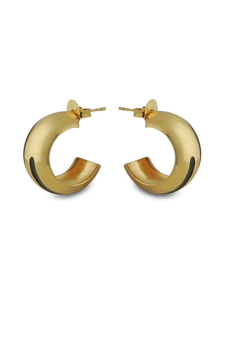 Gold Plated Black Enameled Hoop Earrings by Varnika Arora at Pernia's Pop Up Shop