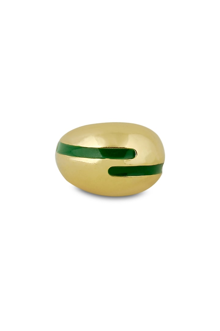 Gold Plated Green Enameled Ring by Varnika Arora at Pernia's Pop Up Shop