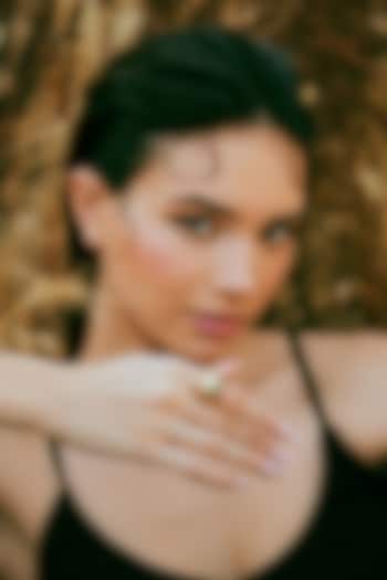 Gold Plated Black Enameled Ring by Varnika Arora at Pernia's Pop Up Shop