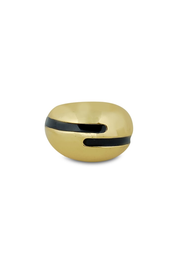 Gold Plated Black Enameled Ring by Varnika Arora at Pernia's Pop Up Shop