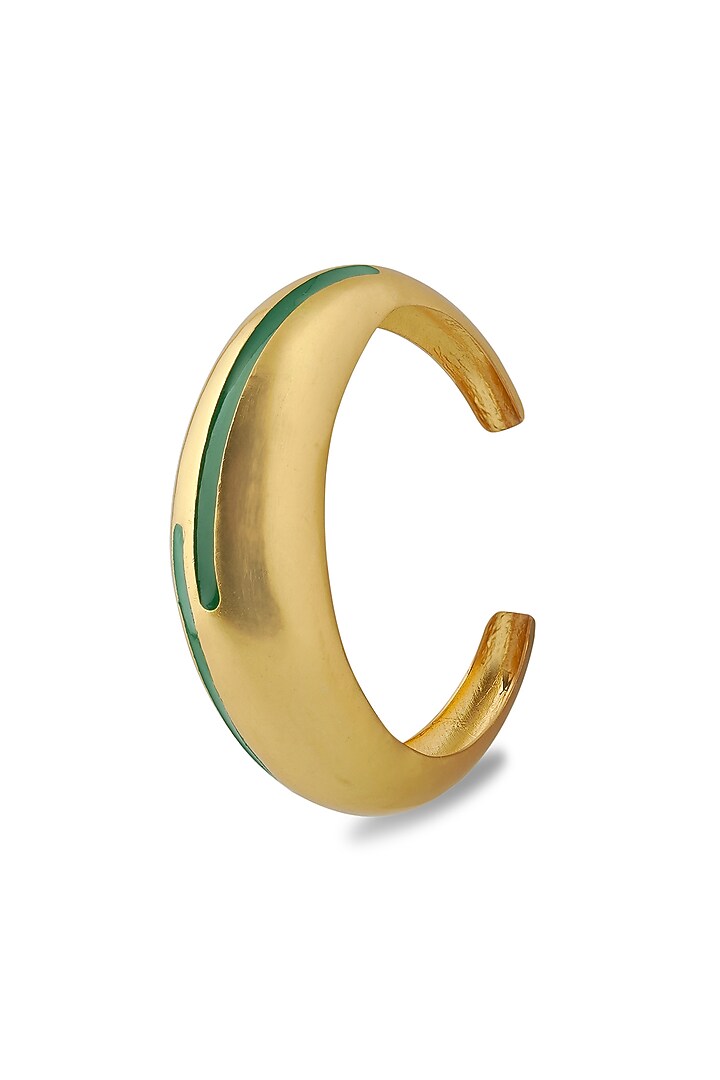 Gold Plated Green Enameled Circlet Bangle by Varnika Arora at Pernia's Pop Up Shop