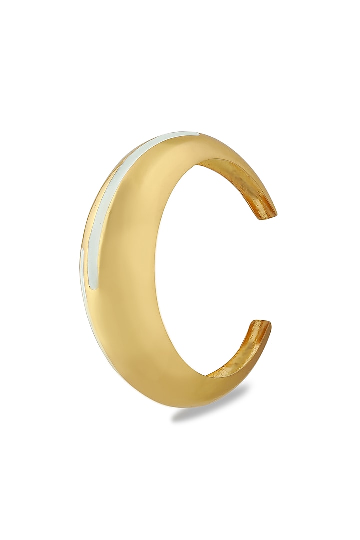 Gold Plated White Enameled Circlet Bangle by Varnika Arora at Pernia's Pop Up Shop