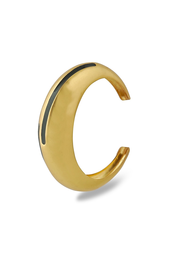 Gold Plated Black Enameled Circlet Bangle by Varnika Arora at Pernia's Pop Up Shop