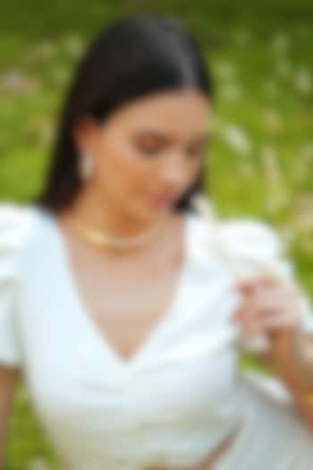 Gold Plated White Enameled Necklace by Varnika Arora at Pernia's Pop Up Shop
