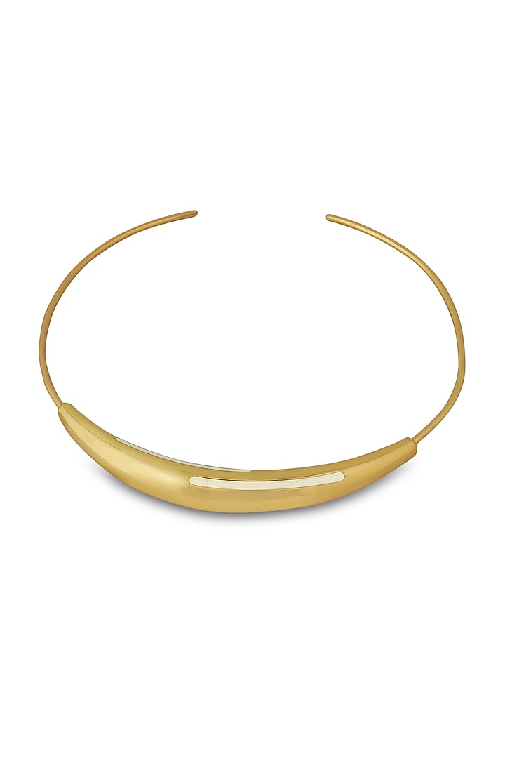 Gold Plated White Enameled Necklace by Varnika Arora at Pernia's Pop Up Shop