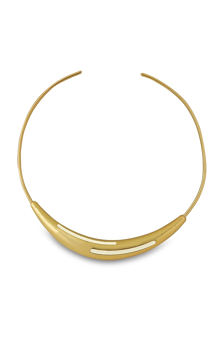 Gold Plated White Enameled Necklace by Varnika Arora at Pernia's Pop Up Shop
