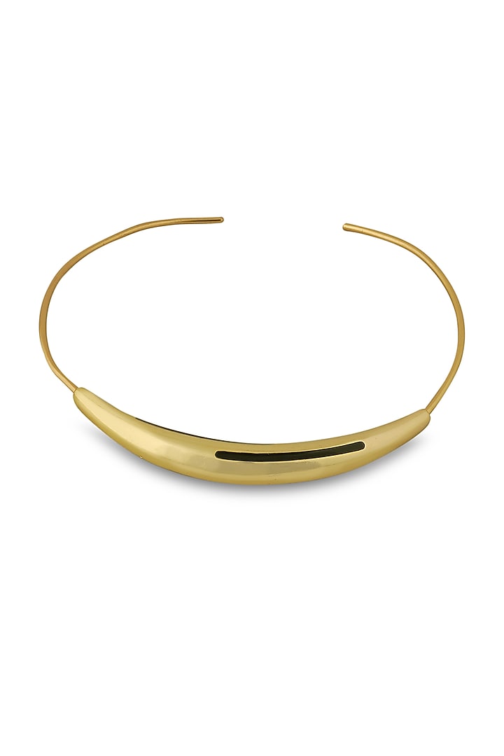 Gold Plated Black Enameled Necklace by Varnika Arora at Pernia's Pop Up Shop